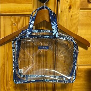Vera Bradley Clear Tote Blue Floral Tropics Tapestry cosmetics travel school